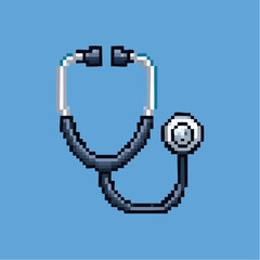 Pixel Art Stethoscope Icon Medical 8-bit Doctor Vector Illustration