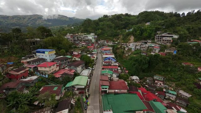Aerial view of a Rural town, 4k drone video