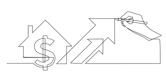 Hand drawing a rising graph with upward trends showing business growth and positive cash flow