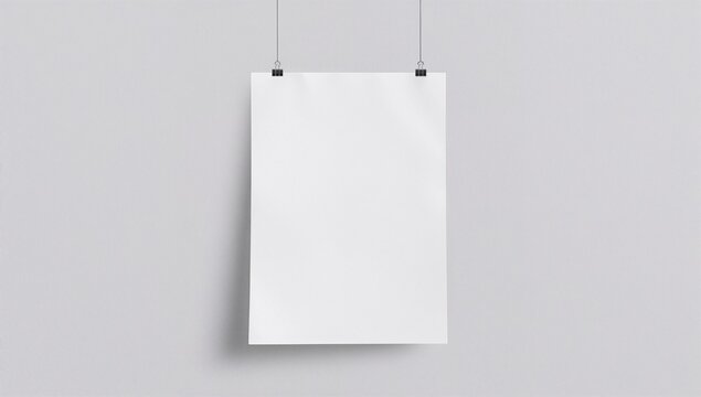 Blank white paper list hanging from two pins, ideal for UI backdrop