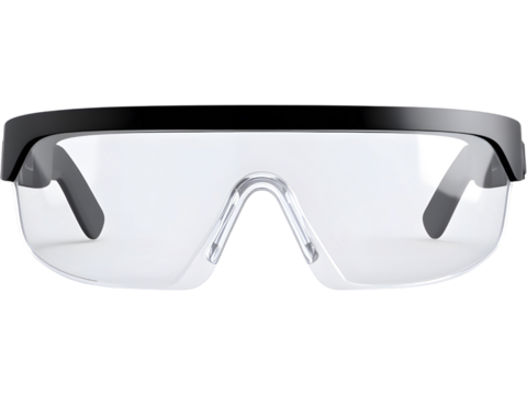 Futuristic AR smart glasses isolated on white background, symbolizing innovation, augmented reality, and wearable technology.