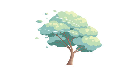 Cartoon Tree with Wind Blowing Through Foliage