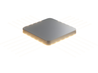 Modern neural processor microchip isolated on white background, symbolizing artificial intelligence and advanced computing technology.