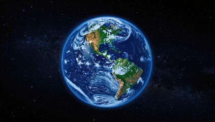 Earth in the cosmos, blue planet for wallpaper, seasonal change