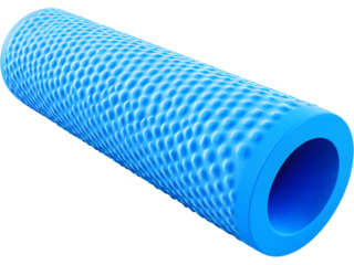 textured foam roller isolated on white background, representing fitness, recovery, and self-massage therapy.