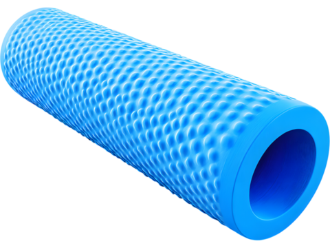 textured foam roller isolated on white background, representing fitness, recovery, and self-massage therapy.