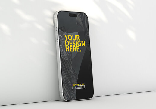 Smartphone Display Screen Mockup near wall for App UI Design