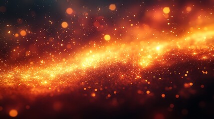 Fototapeta premium Fiery galaxy nebula with glowing particles and cosmic dust