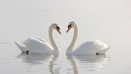 Obraz premium Swans standing alone on a plain white background