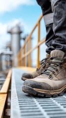 Worker's Boots on Industrial Platform
