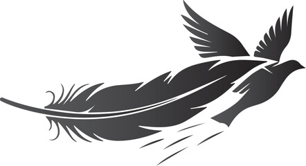 Illustration of black feather bird silhouette