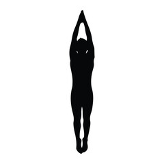 Silhouette of a person in a yoga pose with arms raised