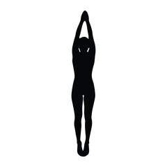 Silhouette of a person in a yoga pose with arms overhead