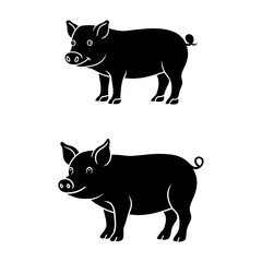 Cute Pig Couple Vector – Farm Animal Illustration