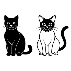 Cute Cat Couple Line Art – Minimal Feline Vector Design
