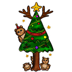 christmas tree with teddy bear