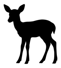 Fawn Silhouette Illustration. Forest animal clipart