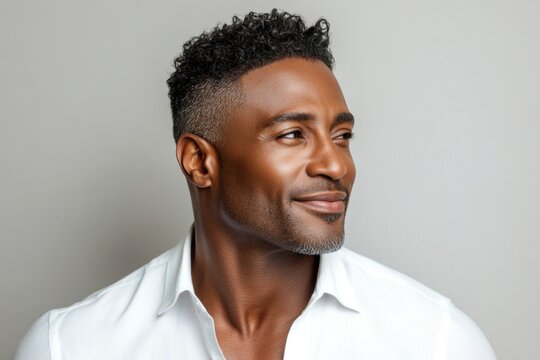 A modern hairstyle complementing a stylish gentleman. A midlife