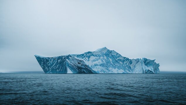 A large iceberg floats in the Arctic Ocean, highlighting climate change impact