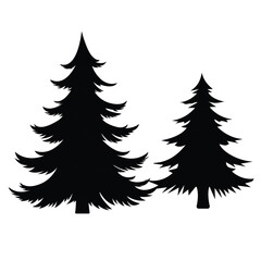 Christmas Black Pine and Fir Trees Vector Illustration