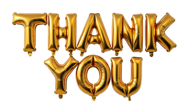 Thank you balloons in gold color create festive atmosphere, perfect for celebrations and expressing gratitude