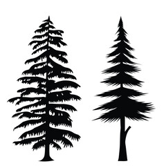 Christmas Black Pine and Fir Trees Vector Illustration