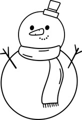 snowman christnas line art black and white svg vector art