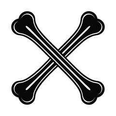 Crossed Bones Vector Illustration Black and White Pirate Skull Symbol