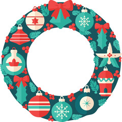 Christmas Wreath Frame with Ornaments and Candy Canes