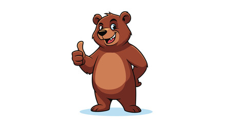 A friendly cartoon brown bear stands smiling and gives a thumbs-up gesture, indicating approval or success.