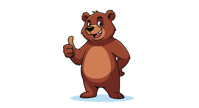 A friendly cartoon brown bear stands smiling and gives a thumbs-up gesture, indicating approval or success.