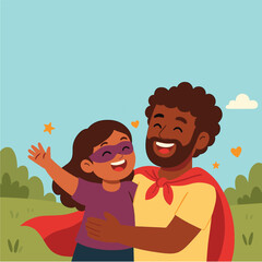 Super Dad and Daughter Illustration Showing Love and Family Joy