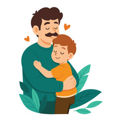 Father and Son Hug Illustration Showing Love and Family Bond