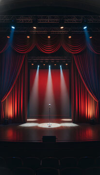 Fondo negro de escenario oscuro con degradado estilo luz de reflector, iluminaci&oacute;n de show con cortinas