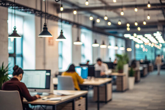 Team collaborating in a bright, modern open office space, creating innovative solutions and driving success with a professional and energetic atmosphere