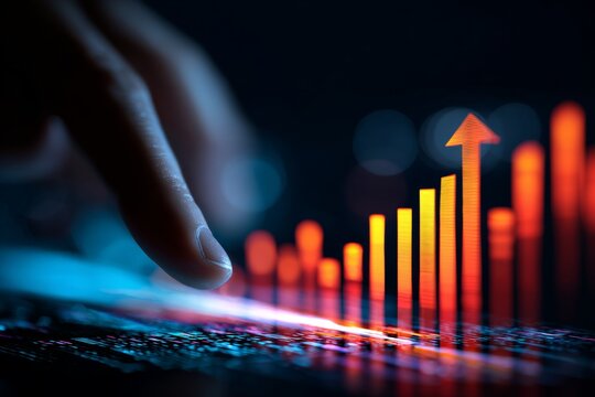 Innovative digital interaction in reverse supply chain management. Revenue forecast. Mastering supply chains with dynamic interactive screen technology. Financial charts. Investment growth. - Powered by Adobe