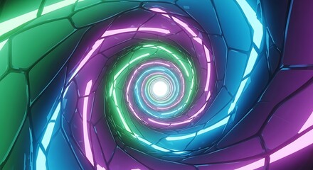Hypnotic Neon Vortex - A Mesmerizing Tunnel of Light and Color.