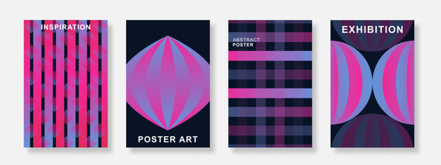 Abstract modern gradient poster background set. Cover template design with geometric shape design. Suitable for flyer, brochure, banner and social media. Vector