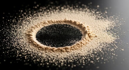 Dark Fluid Surrounded by Light Powder - A Study in Contrasts.