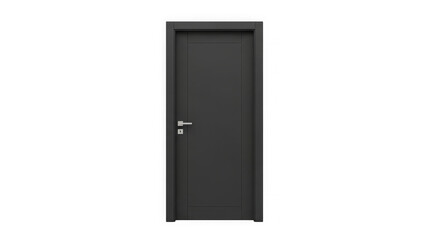 Modern dark gray interior door with metallic handle isolated