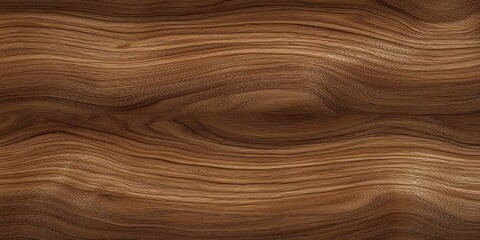 Close-up of rich brown natural wood grain texture with smooth flowing lines and wavy patterns