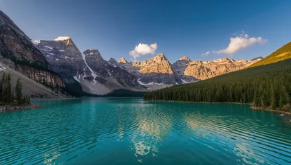 Papier peint photo Le salon Mountain and Emerald Lake reflecting light in Canada, showcasing natural beauty and seasonal change  © vxnaghiyev