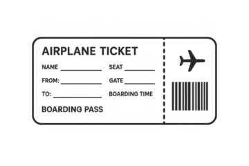 Airplane ticket showing boarding pass details and barcode