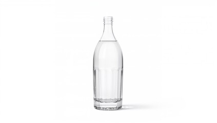 Fototapeta premium Clear glass bottle isolated on white backdrop, suitable for product display