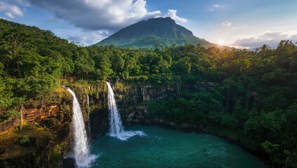 Obraz premium Cachoeira do Mosquito Waterfall in a Scenic Landscape, Erosion Risk