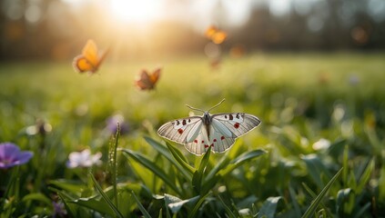 Vibrant color moth resting in nature, showcasing seasonal change