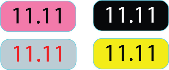 11.11 sale vector labels for online shopping promotions, discounts, and festive offers design.
