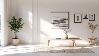 Fototapeta premium Interior sketch design of a living area, functional layout for modern living