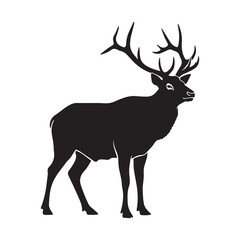 Fototapeta premium Black Silhouette of a Majestic Stag with Antlers deer