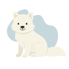 Arctic fox sits on snow, fox radiates calm and curiosity, fox symbolizes survival and adaptation in extreme cold, representing beauty and balance of northern wildlife and nature.